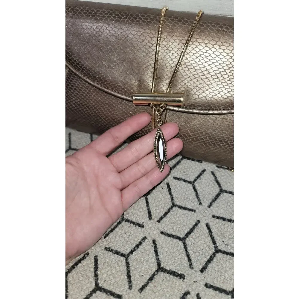 KATE LANDRY BRONZE CLUTCH W SHOULDER CHAIN